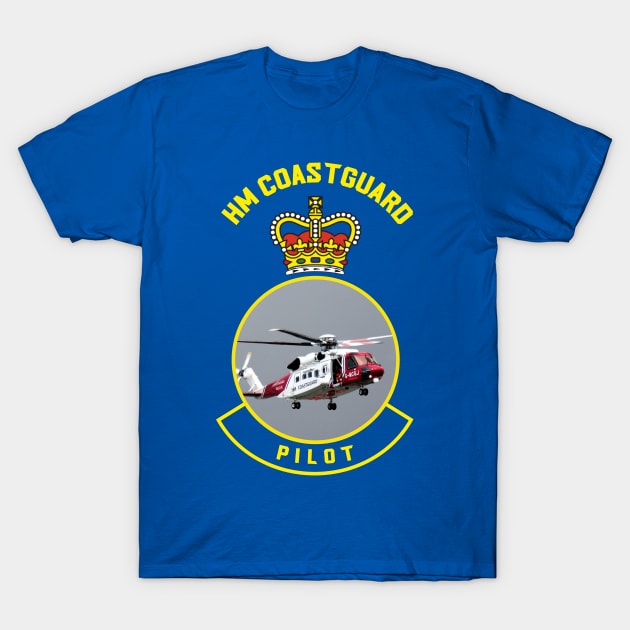 Pilot - HM Coastguard rescue Sikorsky S-92 helicopter based on coastguard insignia T-Shirt by AJ techDesigns